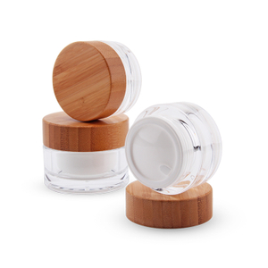 Embalagem de bambu Eco redondo 15g 30g 50g recipientes de bambu para cuidados com a pele recipientes de plástico acrílico para cuidados com a pele de bambu
