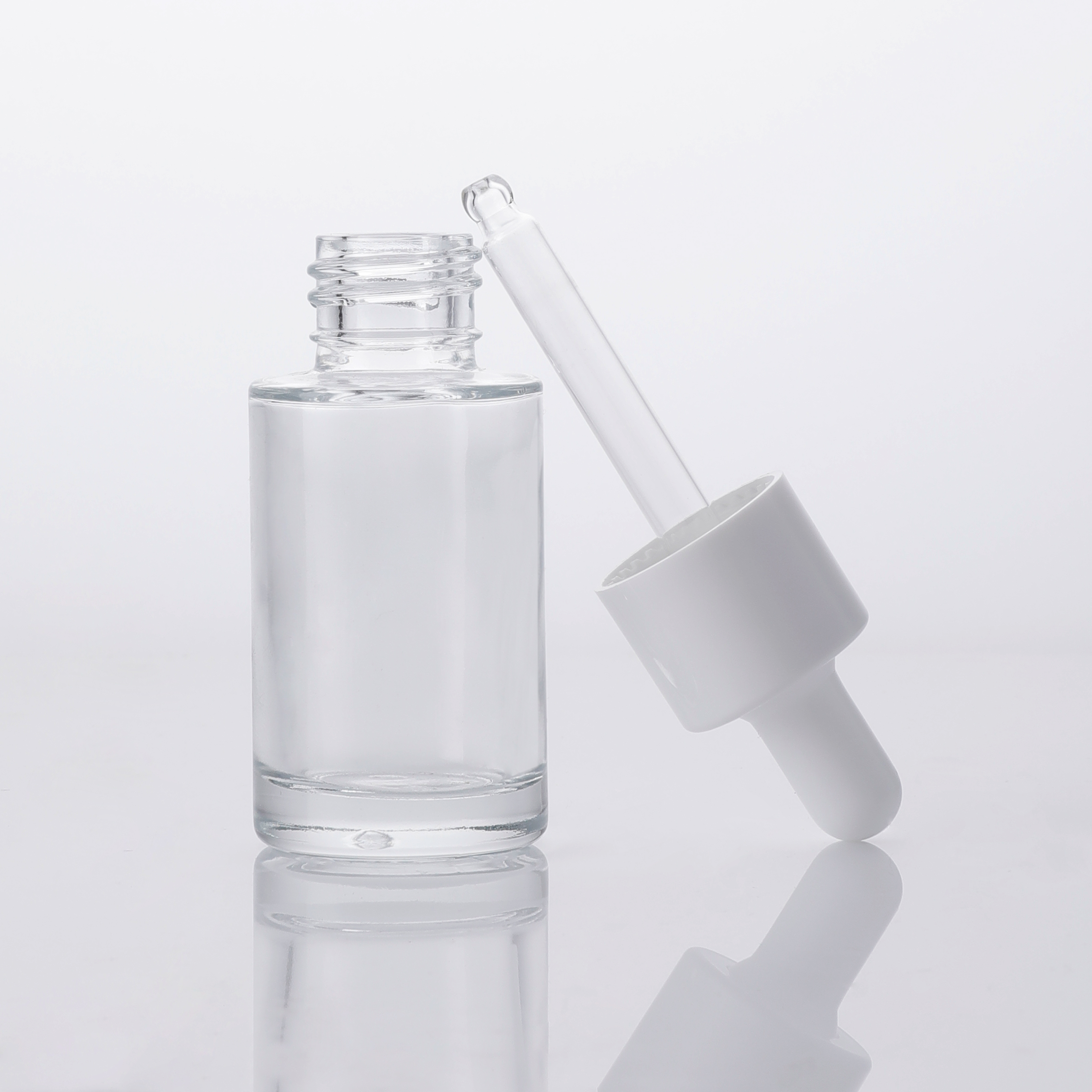 Luxo Redondo Transparente Vazio 10ml 15ml 20ml Recipiente Dispensador de Vidro Líquido Embalagem Frasco Conta-gotas 