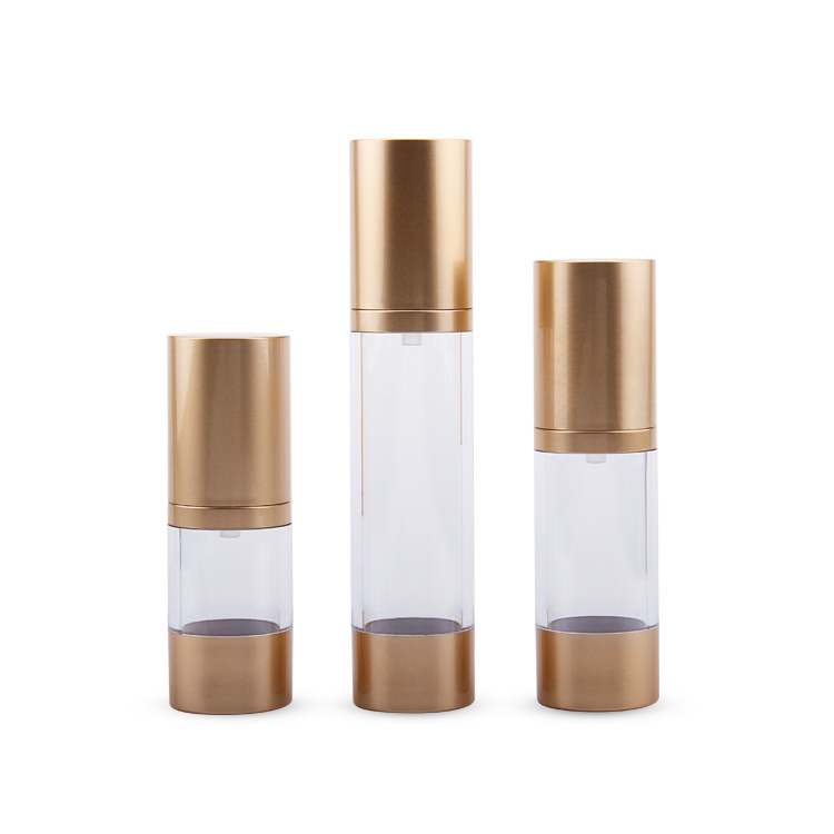 Embalagens de Cuidados Pessoais Embalagens de Cosméticos AS PP PE 15/30/50ML Transparente Airless Bomba Frasco Cosméticos Ouro