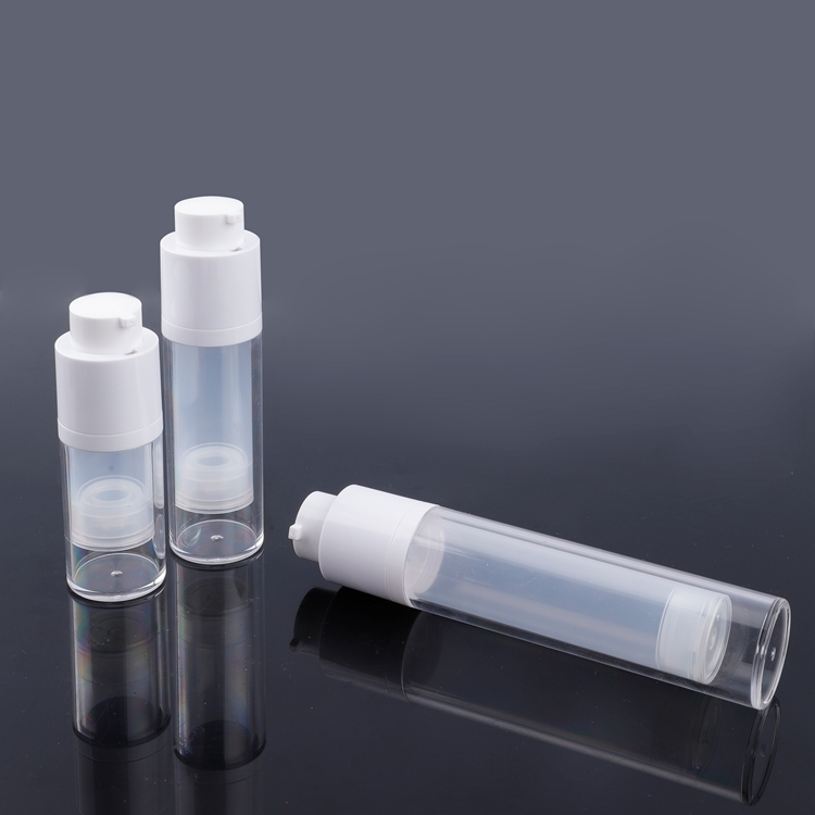Pequena capacidade 15ml 30 ml 50ml cabeça da bomba abs garrafa hidratante portátil embalagem cosmética garrafa airless