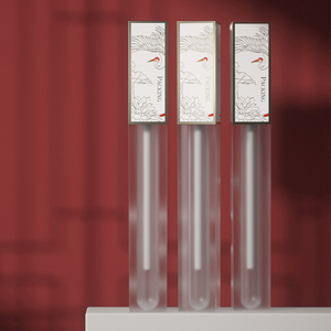 Em estoque Tubos de brilho labial vazios e transparentes de luxo em formato quadrado ABS Tubo de brilho labial de 5,1 ml com pincel grande