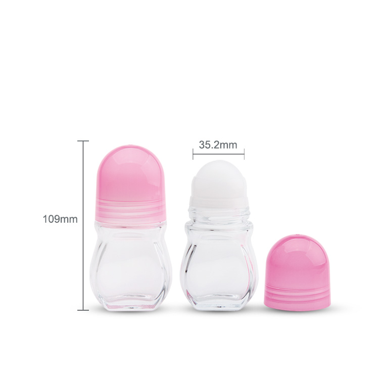 Tampa de rosca personalizada vazia colorida de boa qualidade desodorante cosmético por atacado 50 ml vidro rolo em garrafas